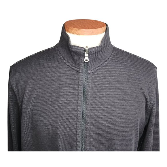 BOSS Hugo Boss Mens XL Reg Fit Full Zip Pique Knit Sweater Cardigan Reversible - Picture 5 of 16